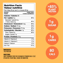 Load image into Gallery viewer, Pea Protein Powder Smoov. One Ingredient: Yellow Split Peas, nothing else. No Sweeteners, No Flavours, No Additives. Micro-ground for a Smooth & creamy texture - mixes great! Nutrient-dense: 85% Protein + Rich Amino Acid Profile.Muscle Recovery, boost metabolism, promote fat burning and overall health. Perfect for shakes, smoothies, baking.