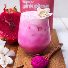 Load image into Gallery viewer, Pitaya latte made using smoov superfood blends and powders. Packed with antioxidants for health & wellness. Keto Friendly