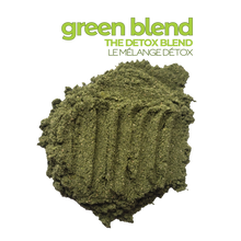 Load image into Gallery viewer, Serving of Smoov's green blend- alfalfa grass, barley grass, oat grass, wheat grass, spirulina, chlorella, kale, moringa and lucuma. All to help you detox and get more nutrients.