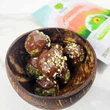 Load image into Gallery viewer, Green Truffle Bites made using smoov superfood blends and powders. Packed with antioxidants for health & wellness. Keto Friendly