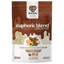 Load image into Gallery viewer, 25 servings of Smoov's euphoric blend- cacao, carob, mesquite, maca, lucuma and coconut. To help satisfy cravings and boost mood instantly.