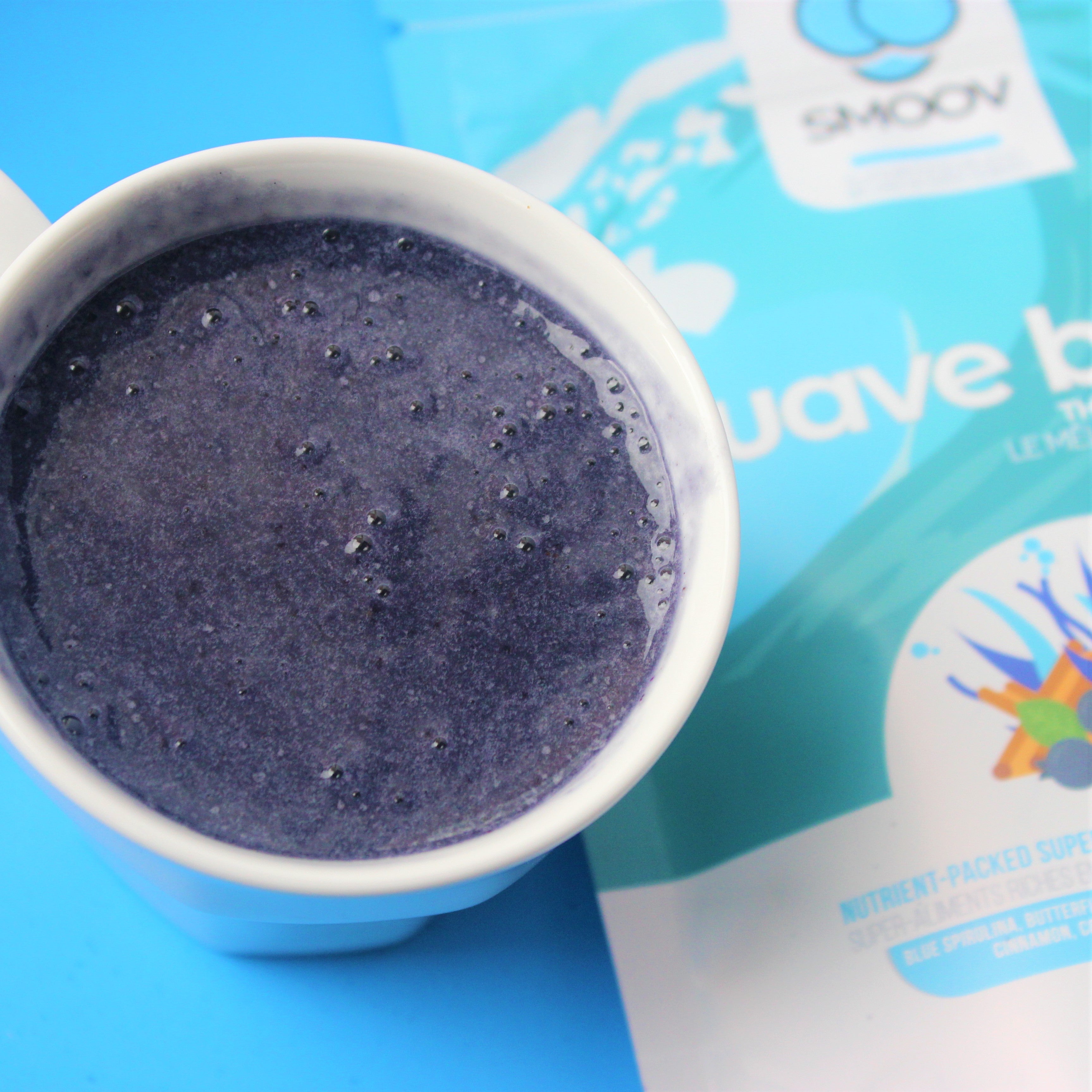 Let's get dark for a second. Why? Because dark purple foods are super antioxidant-rich. That's why we combined the goodness of blueberries with the sweetness of frozen bananas and the refreshing taste of our wave blend for this deep rich smoothie.