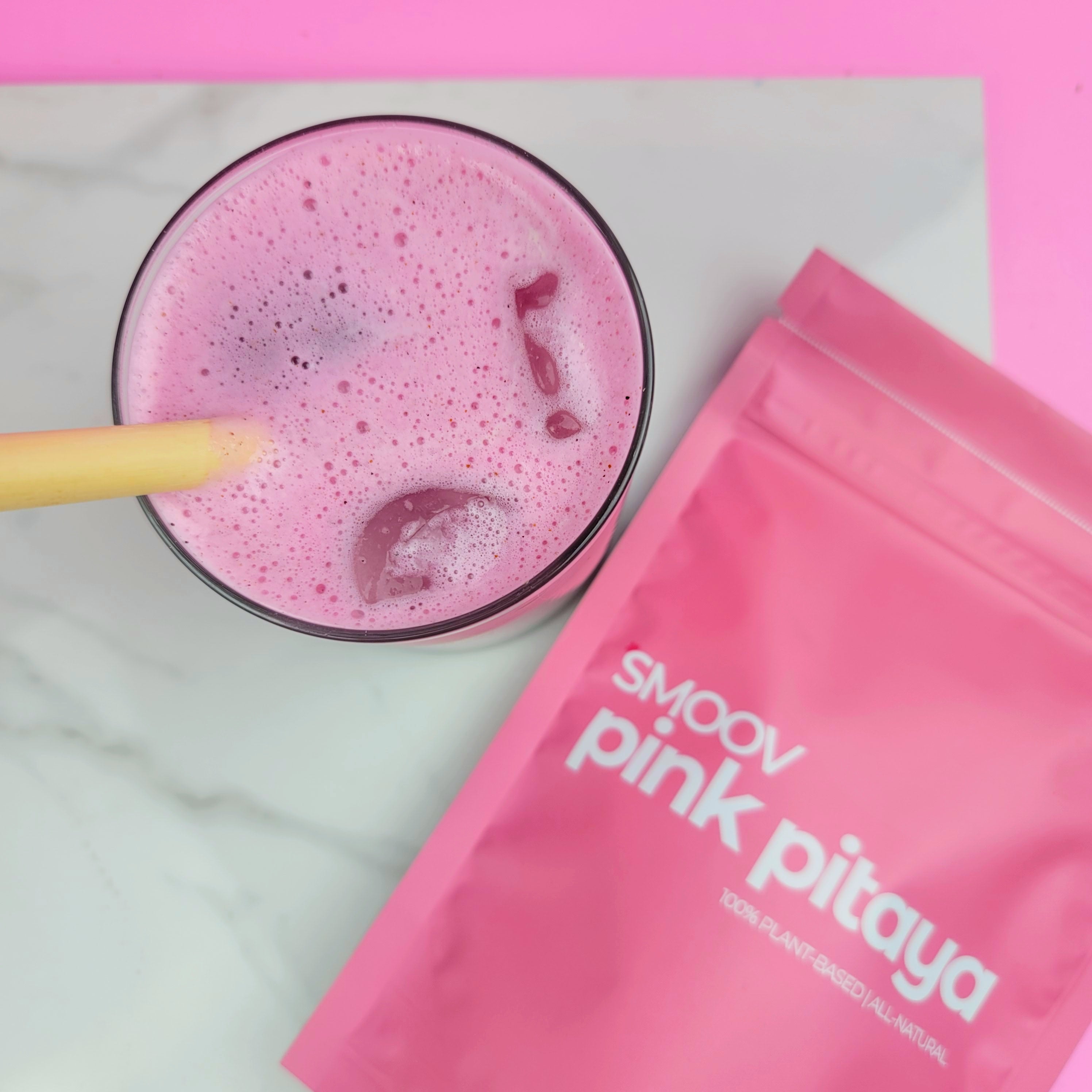 Iced almond latte recipe using smoov pink pitaya powder