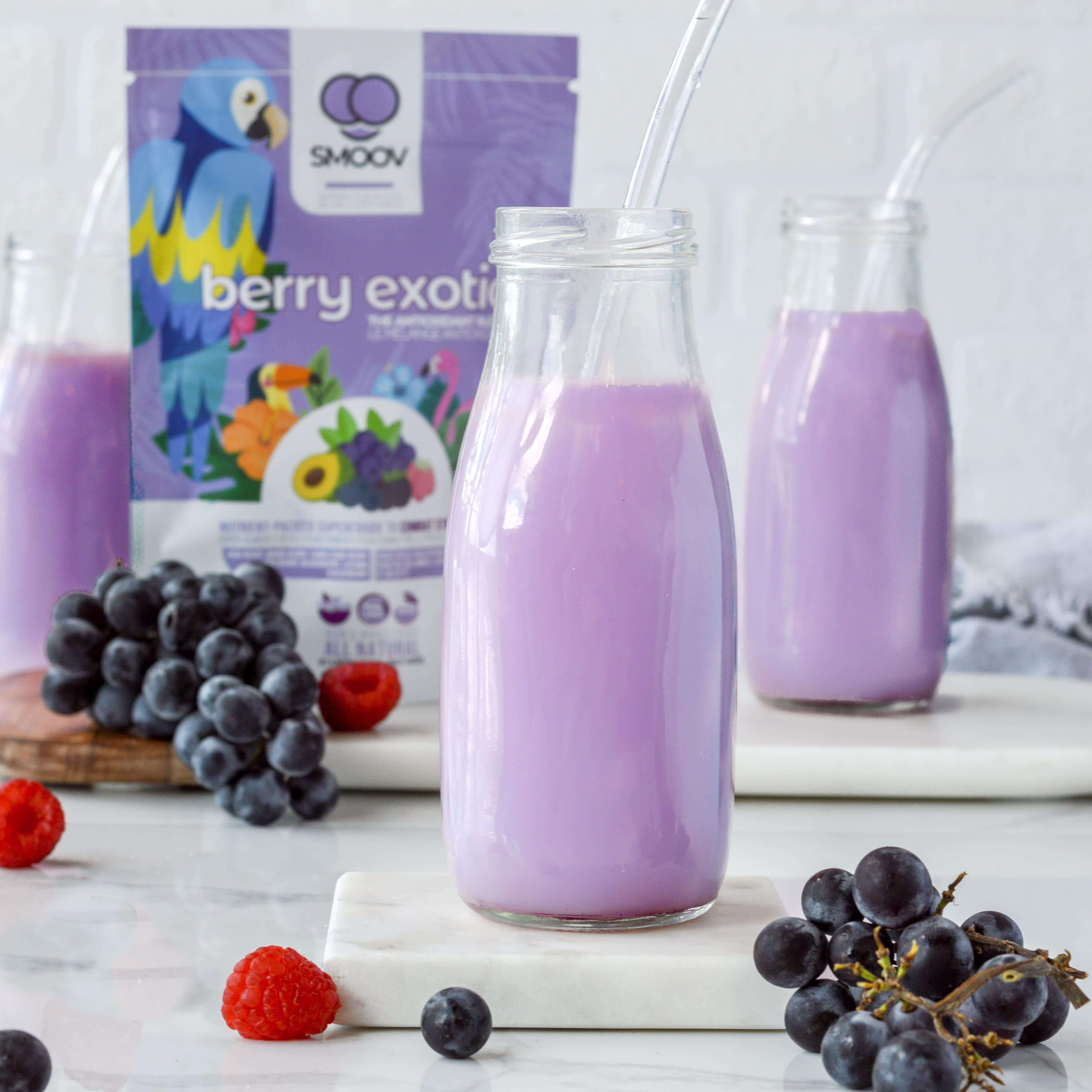 This sweet combination of blueberries, grapes, and bananas make for an amazing breakfast antioxidant packed smoothie.