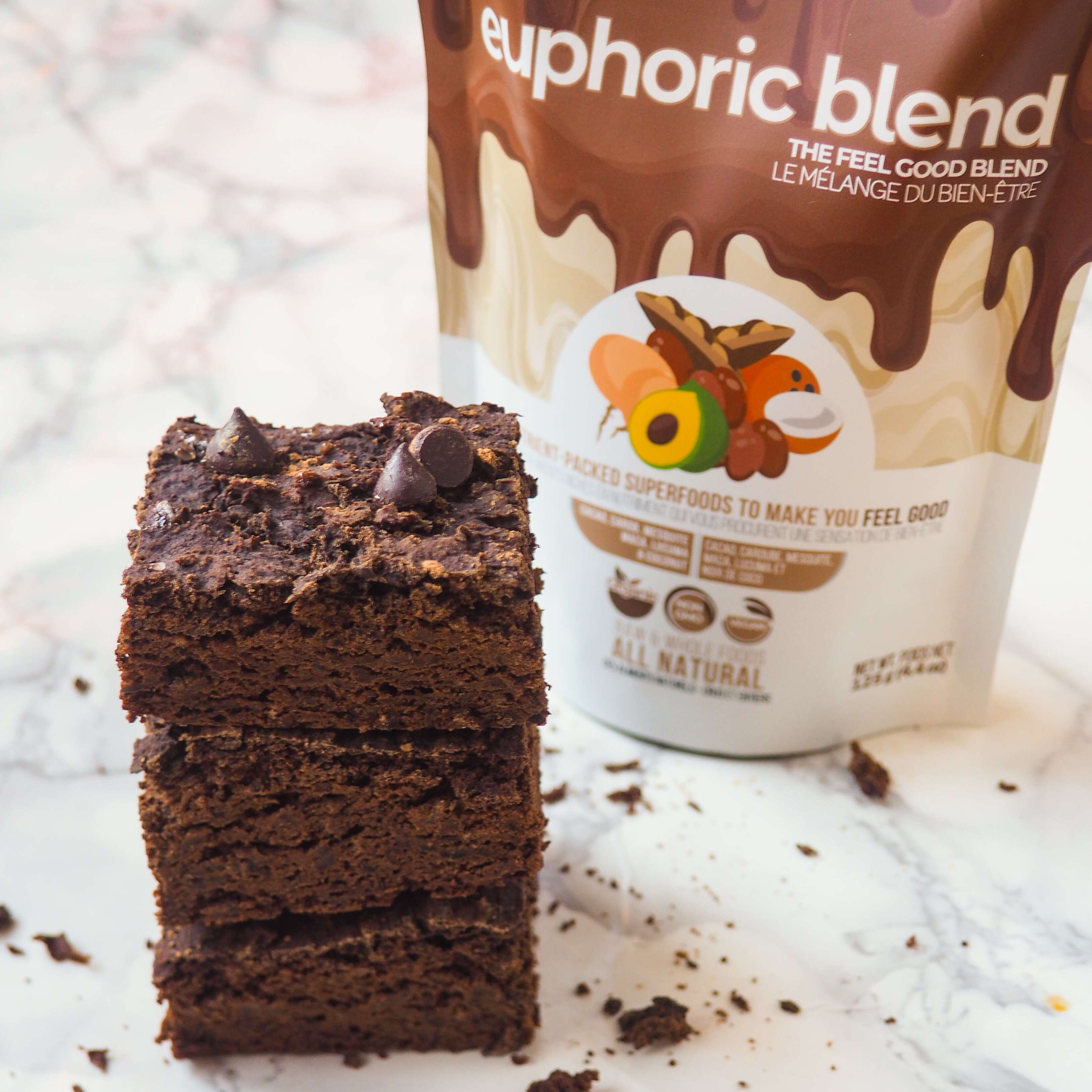 These brownies are vegan-friendly, chocolatey and packed with mood boosters and stress-busting adaptogens!