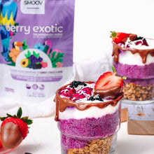 Load image into Gallery viewer, Breakfast Chia Pudding made using smoov berry exotic blend, granola and yogurt