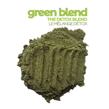 Load image into Gallery viewer, Serving of Smoov&#39;s green blend- alfalfa grass, barley grass, oat grass, wheat grass, spirulina, chlorella, kale, moringa and lucuma. All to help you detox and get more nutrients.