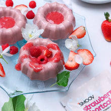 Load image into Gallery viewer, High protein strawberry panna cotta made using smoov all in one strawberry shortcake plant based blend
