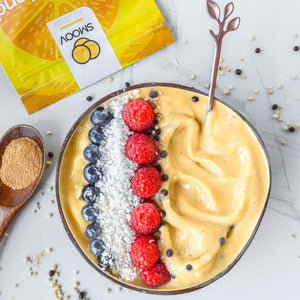Immunity Smoothie bowl made using smoov superfood blends and powders. Packed with antioxidants for health & wellness. Keto Friendly