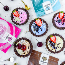 Load image into Gallery viewer, Energizing yogurt tarts made using SMOOV euphoric blend. Raw cacao, carob, maca, lucuma for a mood boost and destress to satisfy cravings in a healthy way.